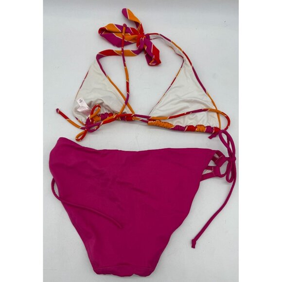 Victoria's Secret Womens Hipster Tie Bikini Set Size M Multicolor Stripe Stretch - Picture 2 of 11
